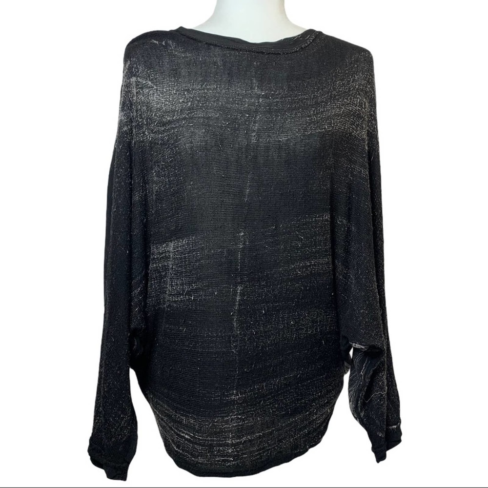 Tina + Jo black mixed media scoop neck‎ top S new